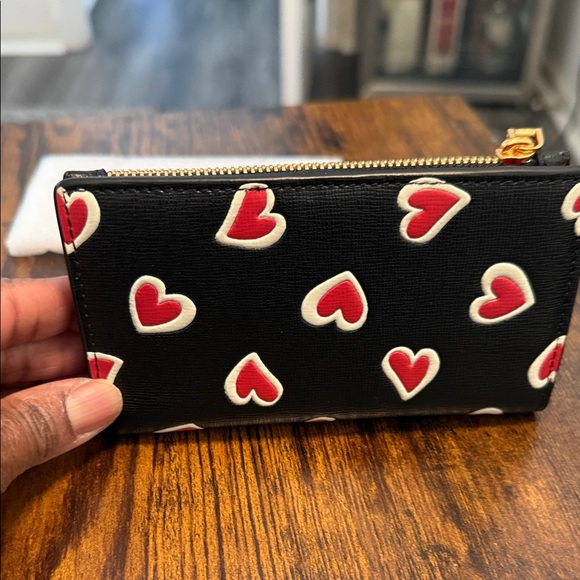 Kate Spade Black Card Holder with Red and White Heart Pattern - Picture 4 of 5